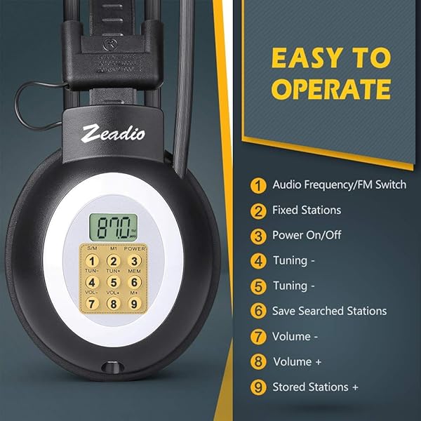 Zeadio Zeadio Walkman Headphone Radio FM Stereo Headset for Clear Sound and Easy Listening - View 3 of 7