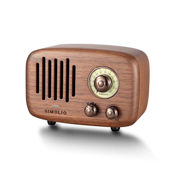 SIMOLIO Retro Bluetooth Speakers Loud HD Sound Vintage Wooden Speaker with FM Radio AUX Portable for Home Office Decorations