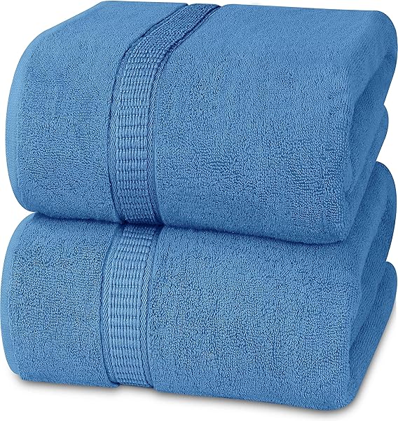 Utopia Towels Utopia Jumbo Bath Sheets - 2 Pack 600 GSM Electric Blue Towels | Ultra Soft, Highly Absorbent & Quick Dry 35x70 Inches