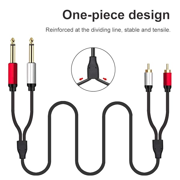 Yeung Qee Yeung Qee 2 x 6.35 mm to 2RCA Cable 5ft Dual 1/4 inch TS Stereo Jack Male to 2 RCA Male Audio Splitter Adapter Black - View 5 of 7