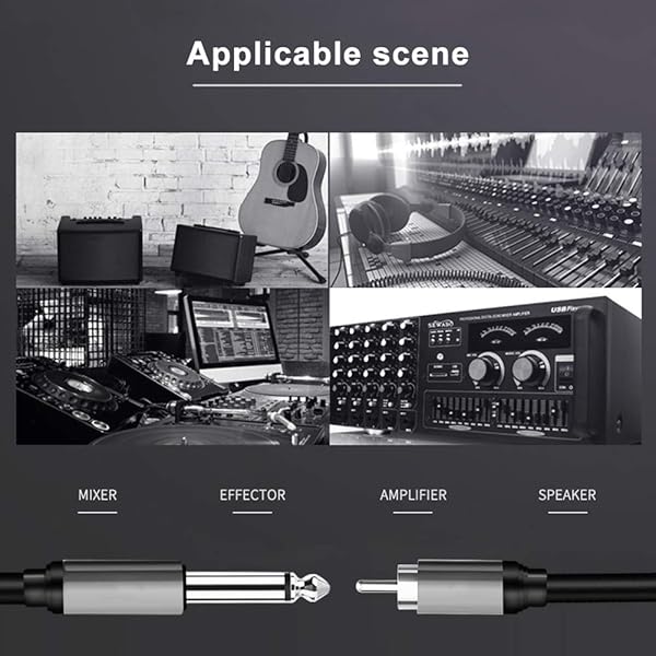 Yeung Qee Yeung Qee 15ft 2 x 6.35 mm to 2RCA Cable Dual 1/4 inch TS Stereo Jack Male to 2 RCA Male Audio Splitter Adapter Black - View 7 of 7