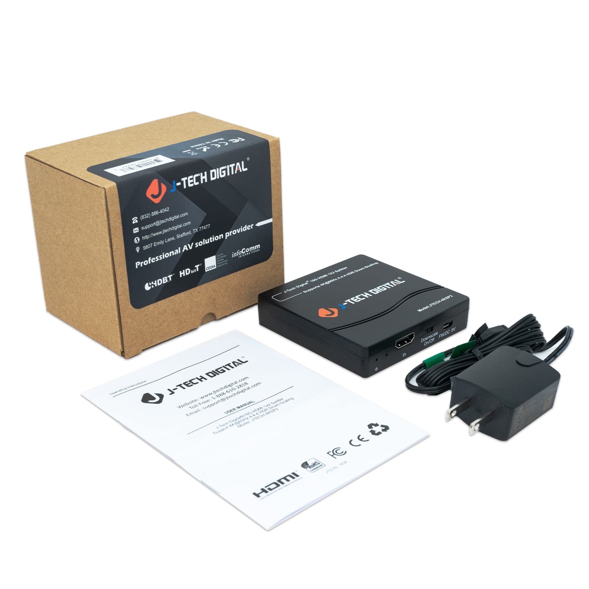 J-Tech Digital HDMI Splitter 1 in 2 Out 4K 60Hz Supports HDR Dolby Vision HDCP2.3 Ideal for Multi-Resolution Output - View 9 of 9