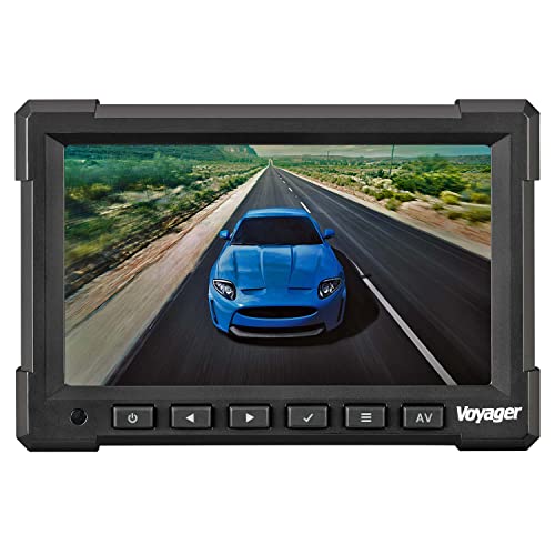 Voyager Voyager VOM718 7 Inch LCD Color Backup Monitor with 3 Camera Inputs for Vehicles NTSC PAL Compatible 12V to 24V