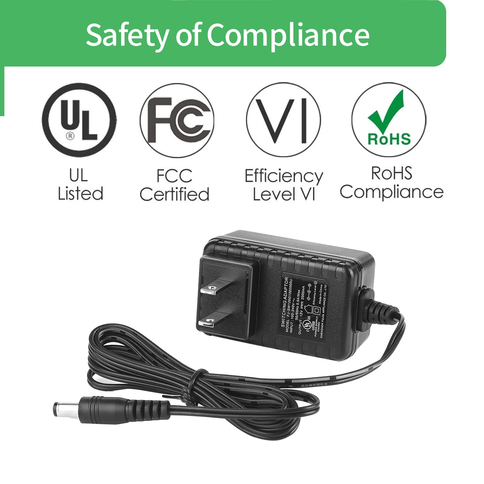 Security-01 Security-01 AC to DC 12V 2A Power Supply Adapter with 4-Way Splitter for Cameras, LED Lights & More - UL Listed - View 5 of 9