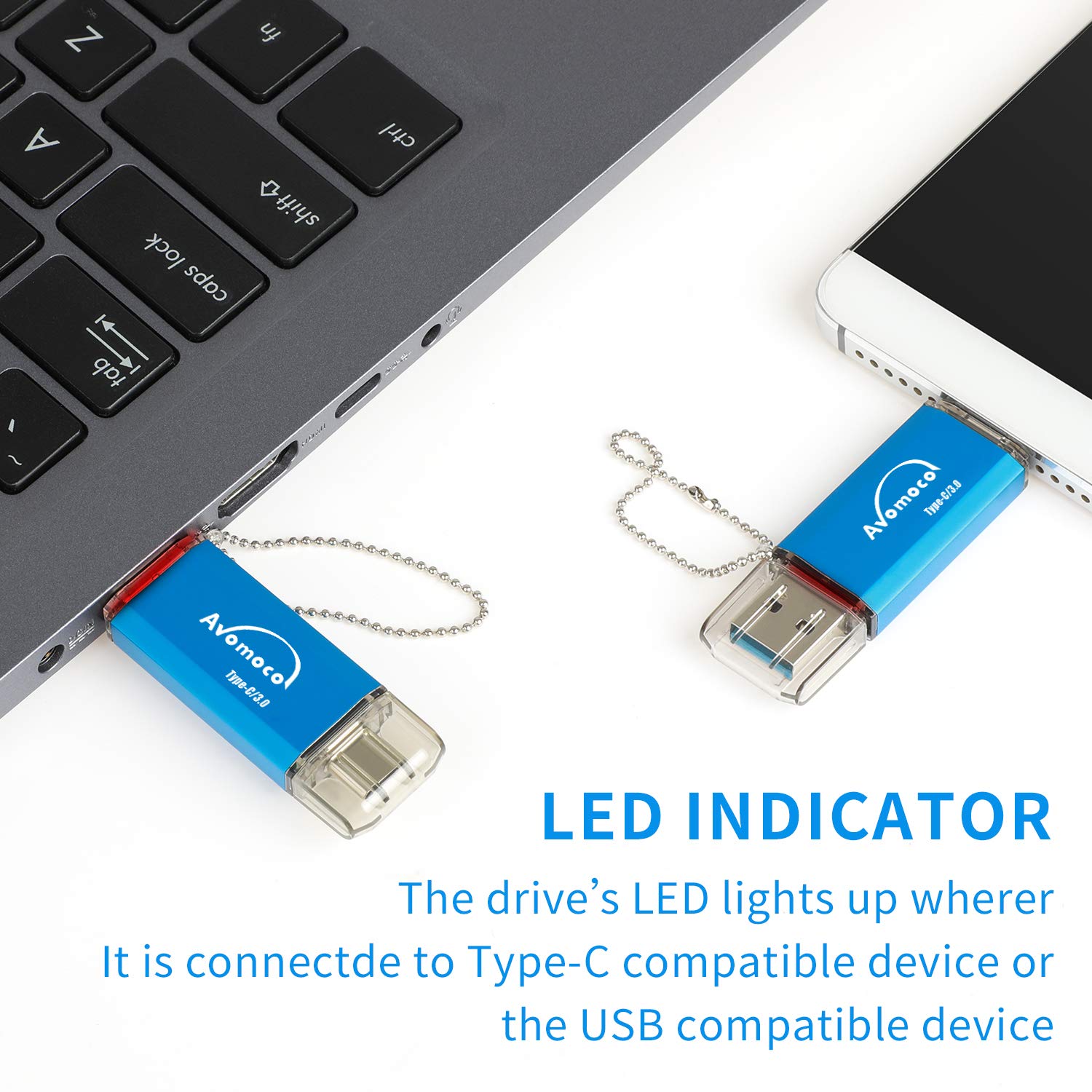 AVOMOCO AVOMOCO USB 3.1 512GB Type C Dual High Speed Photo Backup Stick for Cell Phones and Tablets Compatible with Galaxy LG Google Moto - View 5 of 6