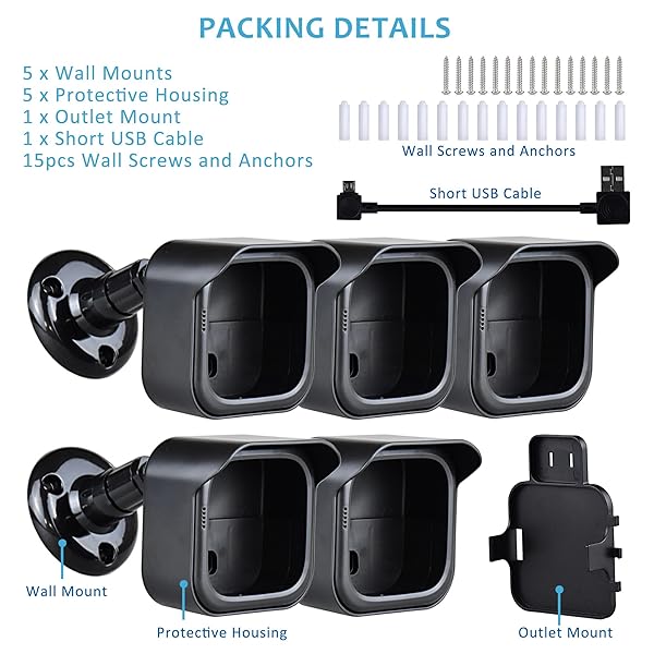 GoHonor All-New Blink Outdoor Camera Mount Bracket 5-Pack - Weatherproof Housing for 3rd & 4th Gen Security Cameras - View 9 of 9