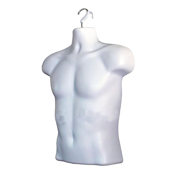 DisplayTown DisplayTown Male Mannequin Torso Hollow Back Dress Form Set of 5 for T-shirt Display Countertop Craft Shows Photos S-M Size White - View 4 of 5