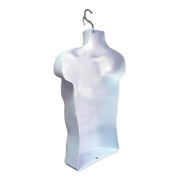 DisplayTown DisplayTown Male Mannequin Torso Hollow Back Dress Form Set of 5 for T-shirt Display Countertop Craft Shows Photos S-M Size White - View 5 of 5