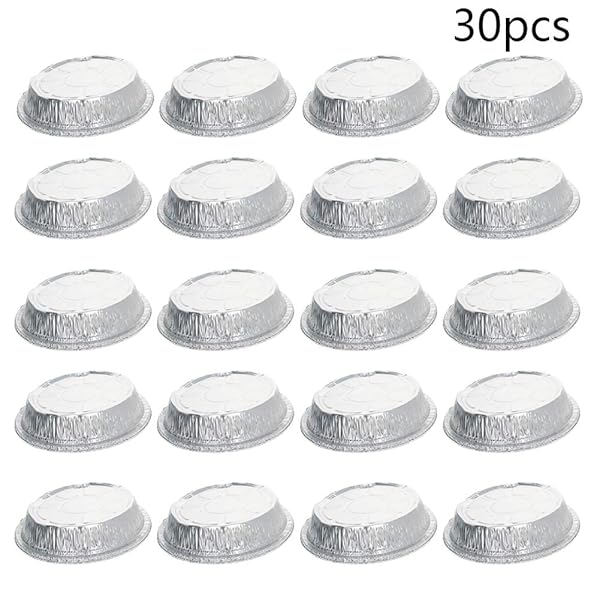 Othmro Othmro 30pcs Aluminum Foil Food Containers 720ml Round Pans for Cooking Baking Heating Storing and Food Prepping 7.3x1.8 Inch - View 2 of 9