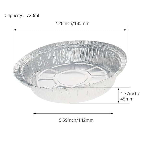 Othmro Othmro 30pcs Aluminum Foil Food Containers 720ml Round Pans for Cooking Baking Heating Storing and Food Prepping 7.3x1.8 Inch - View 4 of 9