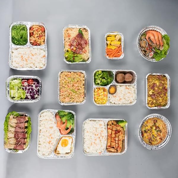 Othmro Othmro 30pcs Aluminum Foil Food Containers 720ml Round Pans for Cooking Baking Heating Storing and Food Prepping 7.3x1.8 Inch - View 6 of 9