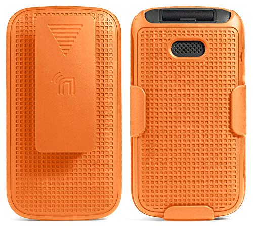 Nakedcellphone Bright Orange Clip Case for Alcatel Smartflip Go Flip 3 with Rotating Belt Holster Snap-On Cover for 2019 Alcatel Phones - View 2 of 9