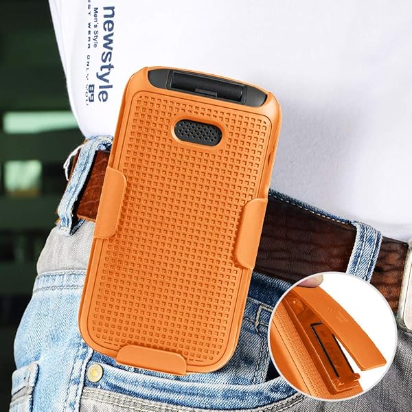 Nakedcellphone Bright Orange Clip Case for Alcatel Smartflip Go Flip 3 with Rotating Belt Holster Snap-On Cover for 2019 Alcatel Phones - View 3 of 9