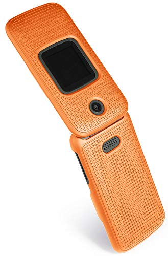 Nakedcellphone Bright Orange Clip Case for Alcatel Smartflip Go Flip 3 with Rotating Belt Holster Snap-On Cover for 2019 Alcatel Phones - View 6 of 9