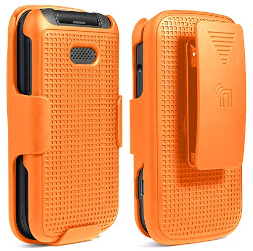 Bright Orange Clip Case for Alcatel Smartflip Go Flip 3 with Rotating Belt Holster Snap-On Cover for 2019 Alcatel Phones