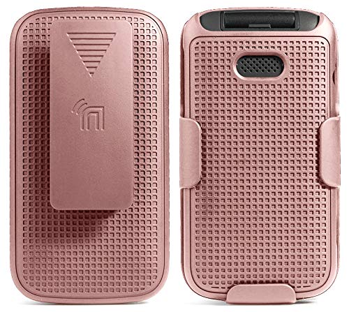 Nakedcellphone Rose Gold Pink Case with Clip for Alcatel Smartflip Go Flip 3 Snap-On Cover and Rotating Belt Holster Holder 2019 Model - View 2 of 9