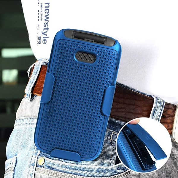 Nakedcellphone Cobalt Blue Case with Clip for Alcatel Smartflip Go Flip 3 Snap-On Cover and Rotating Belt Holster Combo for 2019 Alcatel Phones - View 3 of 9