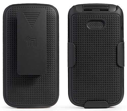 Nakedcellphone Alcatel Smartflip Go Flip 3 Case with Clip Black Snap-On Cover and Rotating Belt Holster Combo for Alcatel 4052 - View 2 of 9