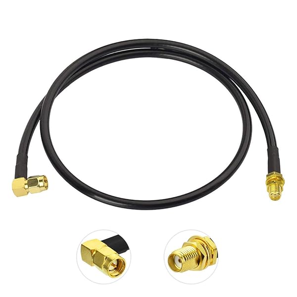 BINGFU 1m SMA Male Right Angle to Female RG58 Coaxial Cable for Ham Radio - Bingfu Antenna Extension for Kenwood, BaoFeng, Icom & More - View 3 of 11