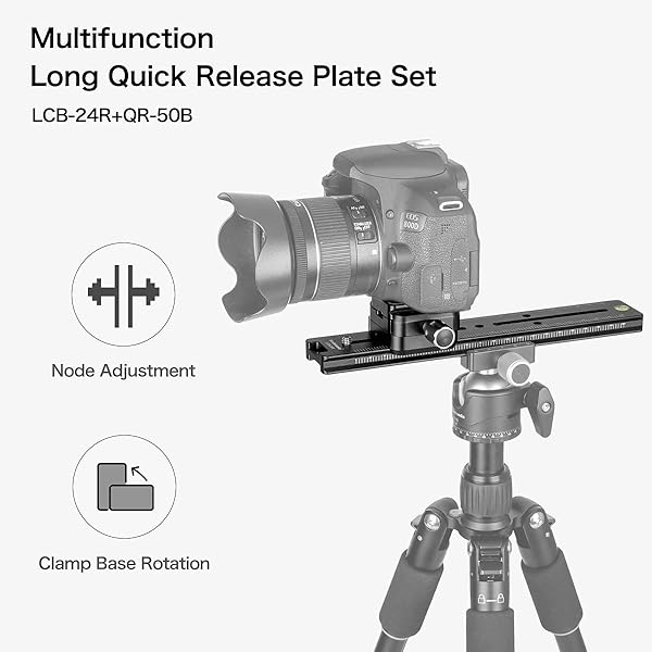 koolehaoda Koolehaoda 240mm Rail Nodal Slide Quick Release Plate Clamp Camera Tripod Bracket Mount Compatible with Arca Swiss, Angle Adjustable for Camera Tripod Ball Head (LCB-24R) - View 3 of 9