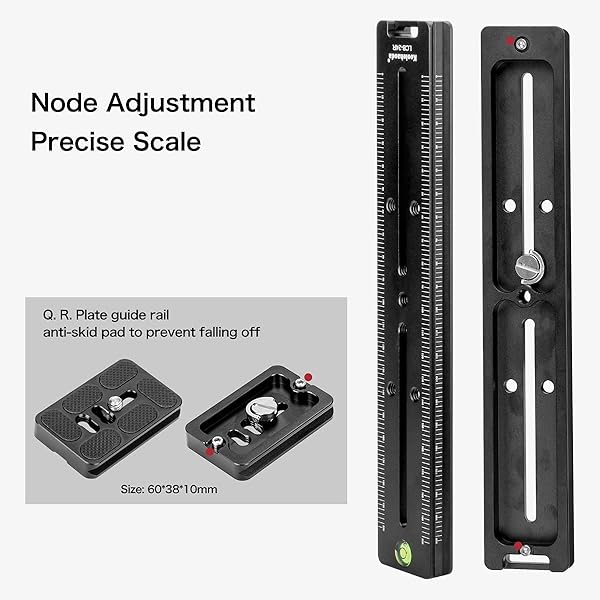 koolehaoda Koolehaoda 240mm Rail Nodal Slide Quick Release Plate Clamp Camera Tripod Bracket Mount Compatible with Arca Swiss, Angle Adjustable for Camera Tripod Ball Head (LCB-24R) - View 6 of 9