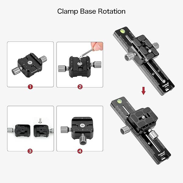 koolehaoda Koolehaoda 240mm Rail Nodal Slide Quick Release Plate Clamp Camera Tripod Bracket Mount Compatible with Arca Swiss, Angle Adjustable for Camera Tripod Ball Head (LCB-24R) - View 7 of 9