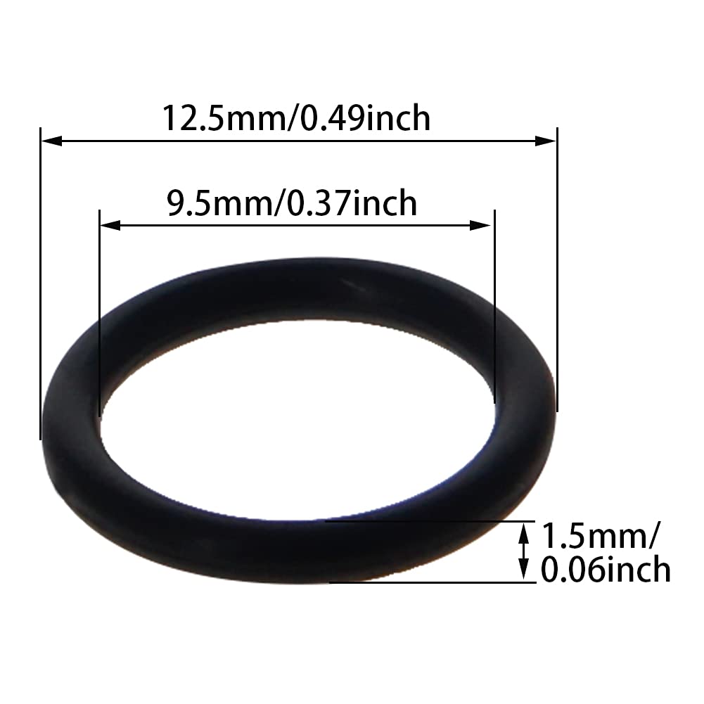 Othmro Othmro 25pcs Nitrile Rubber O-Rings 1.5mm Wire Dia 12.5mm OD for Oil Air Sealing Professional Plumbing Car Repair Black - View 3 of 9