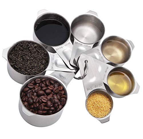 TOONEV Set of 7 Stainless Steel Measuring Cups - Food Grade Kitchen Tools for Cooking & Baking - View 6 of 10