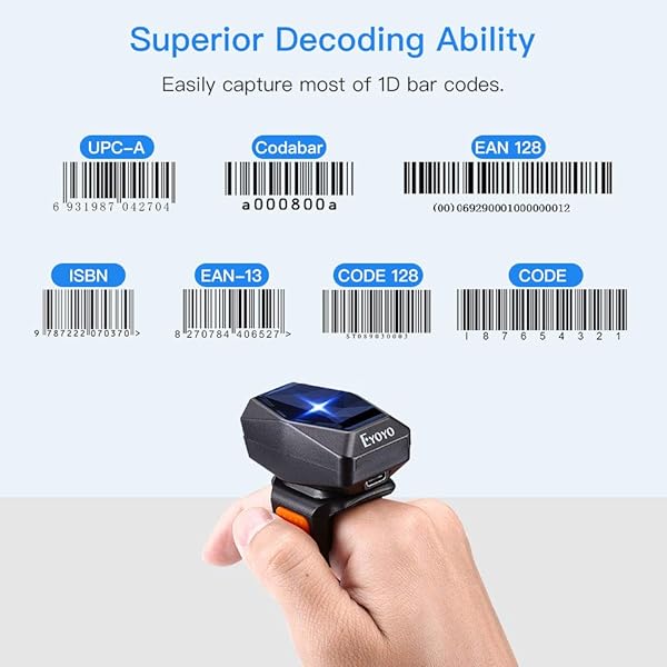 Eyoyo Eyoyo 1D Bluetooth Wearable Ring Barcode Scanner Portable Mini Finger Reader for iPhone iPad Android iOS Book Warehouse Inventory Express - View 3 of 9