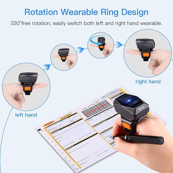 Eyoyo Eyoyo 1D Bluetooth Wearable Ring Barcode Scanner Portable Mini Finger Reader for iPhone iPad Android iOS Book Warehouse Inventory Express - View 4 of 9