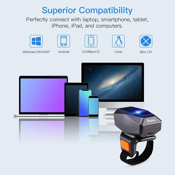 Eyoyo Eyoyo 1D Bluetooth Wearable Ring Barcode Scanner Portable Mini Finger Reader for iPhone iPad Android iOS Book Warehouse Inventory Express - View 7 of 9