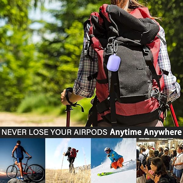 R-fun Rfun Soft Silicone AirPods Pro Case with Cleaner Kit Keychain Lilac Protective Cover for 1st 2nd Generation for Men Women - View 9 of 9