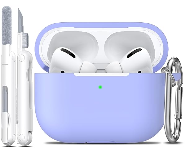 R-fun Rfun Soft Silicone AirPods Pro Case with Cleaner Kit Keychain Lilac Protective Cover for 1st 2nd Generation for Men Women - View 3 of 9