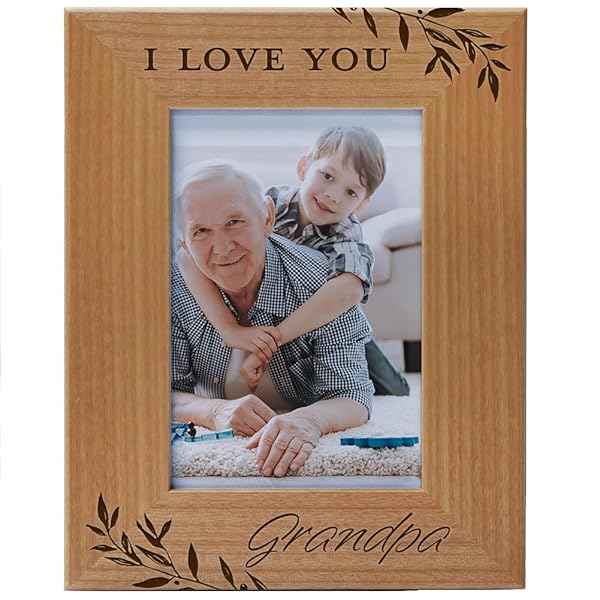 CEDAR CRATE MARKET I Love You Grandpa Engraved Natural Wood Photo Frame 4x6 Vertical Portrait Frame Best Grandpa Ever Grandparent Gifts Father's Day