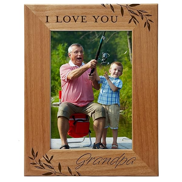 CEDAR CRATE MARKET I Love You Grandpa Engraved Natural Wood Photo Frame 5x7 Vertical Portrait Best Grandpa Ever Gifts for Grandparents Day Father's Day Christmas