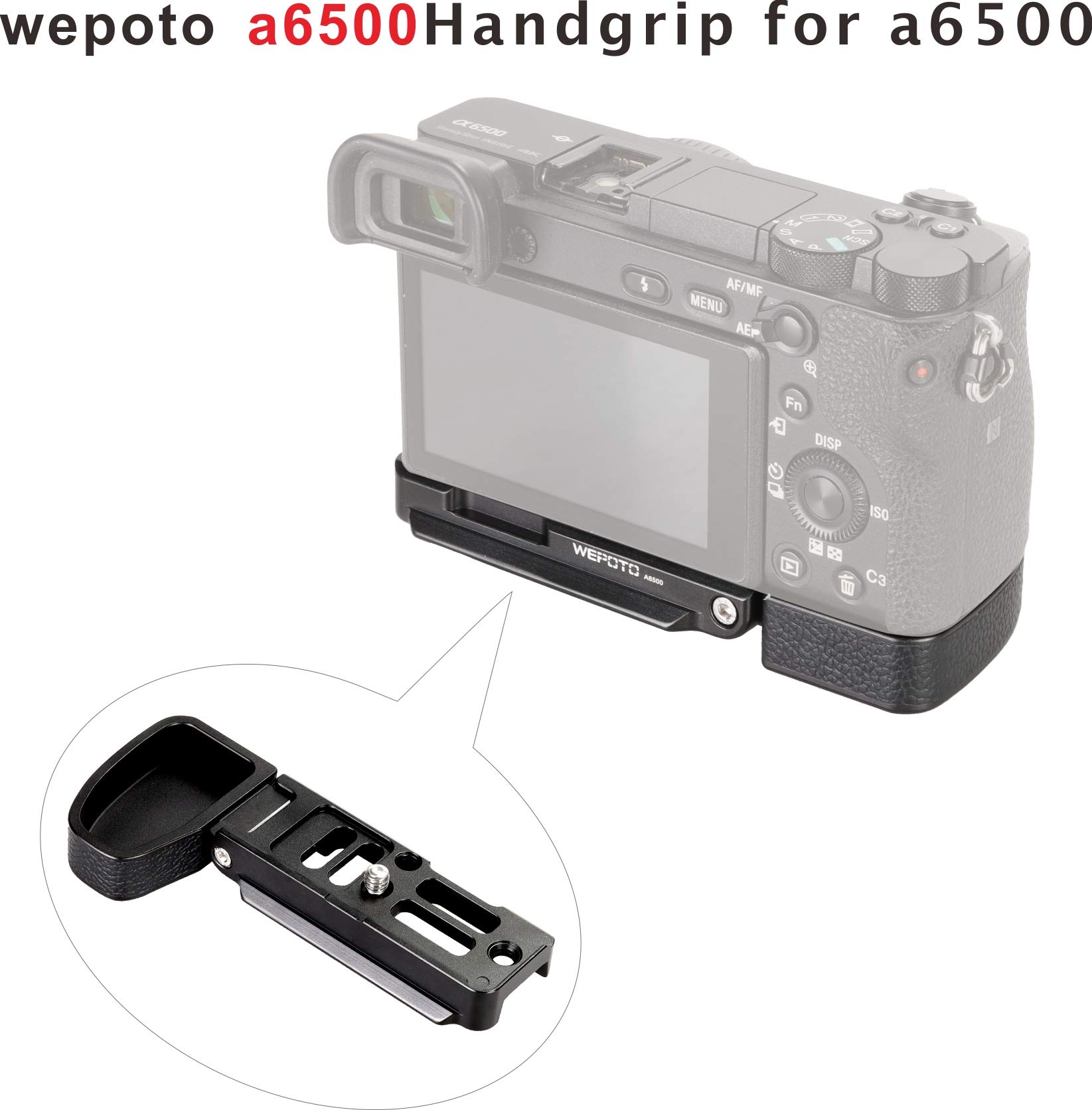 WEPOTO WEPOTO A6500 Grip Quick Mounting Plate: Enhance Traction & Protect Your Sony A6500 from Abrasion - View 2 of 7