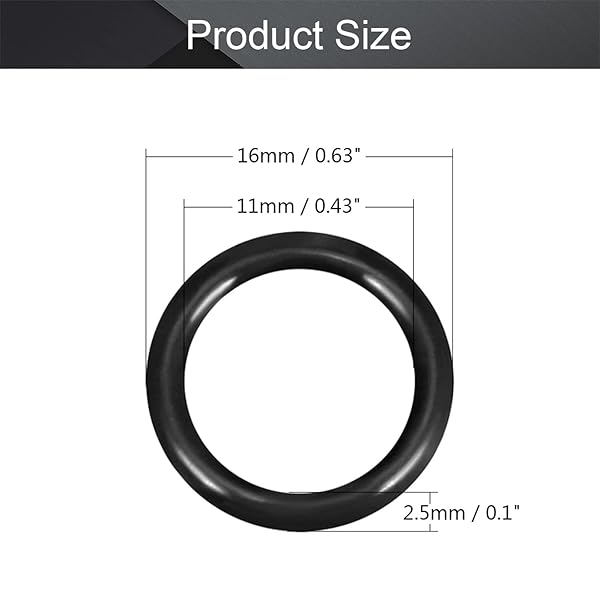 Othmro Othmro 10pcs Nitrile Rubber O-Rings 2.5mm Wire Dia 16mm OD for Oil Air Sealing Professional Plumbing Car Repair Black - View 2 of 9