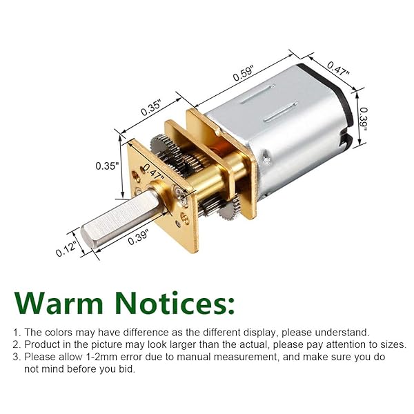 Hxchen Hxchen 2Pcs DC 3V 100RPM N20 Torque Geared Gearbox Micro Electric Motor for Robotics and DIY Projects - View 2 of 7