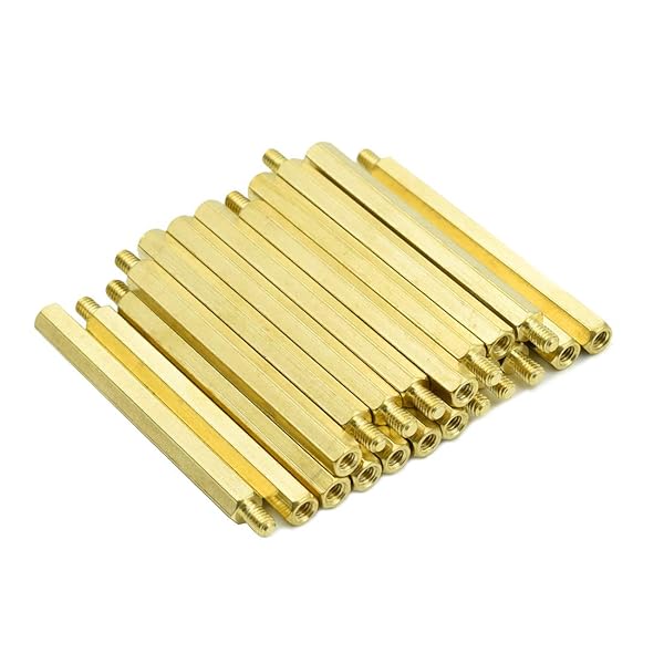 Hxchen M4 x 60mm Brass Hex Standoff Spacer Screws 20 Pcs for PCB Male Female Thread