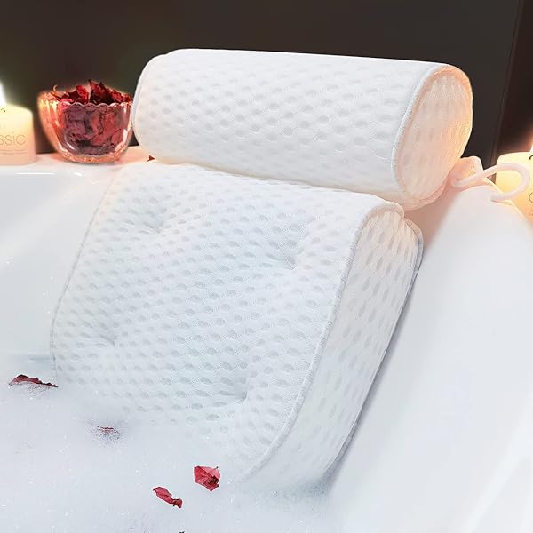AEROiVi Ultimate AEROiVi Bathtub Pillow: Neck & Back Support with Non-Slip Suction Cups for Spa-Like Relaxation