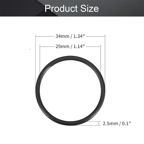 Othmro Othmro 25pcs Nitrile Rubber O-Rings 2.5mm Wire Dia 34mm OD for Oil Air Sealing Professional Plumbing Car Repair Black - View 2 of 9