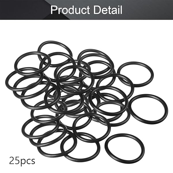 Othmro Othmro 25pcs Nitrile Rubber O-Rings 2.5mm Wire Dia 34mm OD for Oil Air Sealing Professional Plumbing Car Repair Black - View 4 of 9