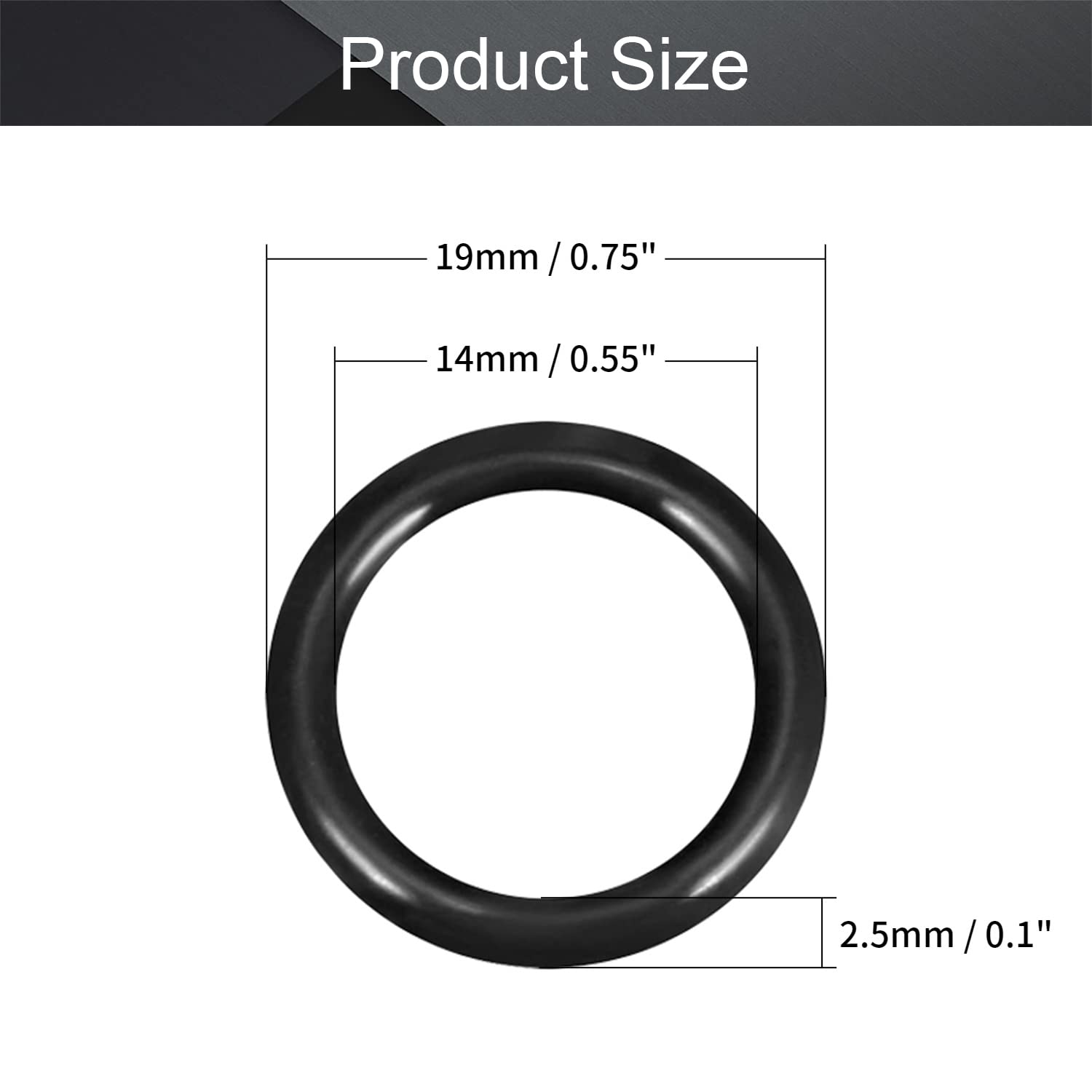 Othmro Othmro 50pcs Nitrile Rubber O-Rings 2.5mm Wire Dia 19mm OD Metric Washers for Oil Air Sealing Plumbing Car Repair Gas Connections Black - View 2 of 9