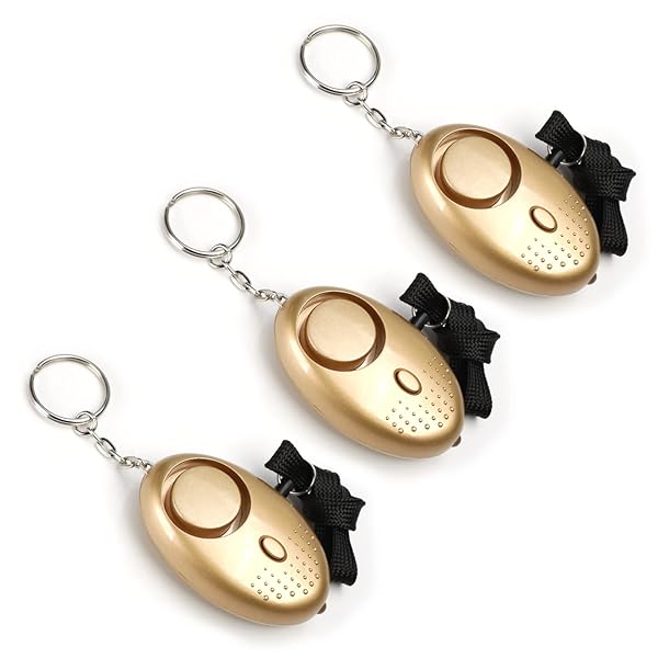 Othmro 3 Pack 120DB Personal Alarm with LED Lights for Emergency Safety for Women Men Children and Elderly Gold