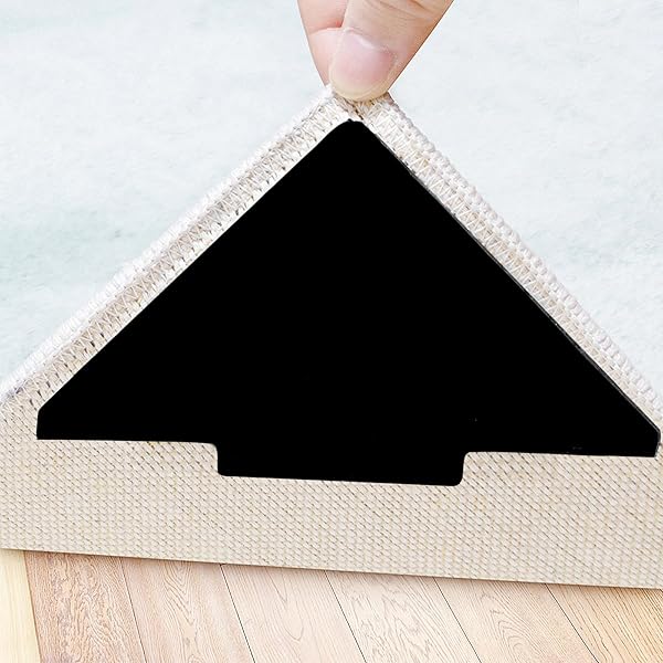 Sahhika Sahhika Rug Tape 10 Pcs Double Sided Non Slip Reusable Rug Stopper Washable Grippers for Hardwood Tile Floors Carpets and Mats Black