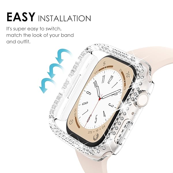NewWays NewWays 2-Pack Bling Apple Watch Cases 40mm SE 2022 Series 6 5 4 Protective Bumper Silver Clear - View 5 of 7
