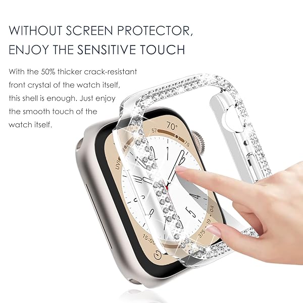 NewWays NewWays 2-Pack Bling Apple Watch Cases 44mm SE Series 6 5 4 Protective Bumper Black Clear - View 4 of 7