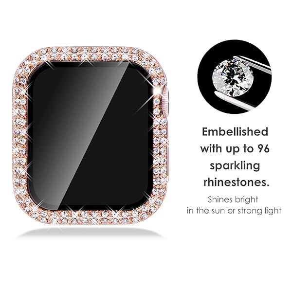 NewWays NewWays 2-Pack Bling Apple Watch Cases 40mm SE 2022 Series 6 5 4 Protective Bumper Rose Gold Clear - View 2 of 7