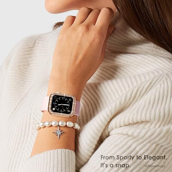 NewWays NewWays 2-Pack Bling Apple Watch Cases 40mm SE 2022 Series 6 5 4 Protective Bumper Rose Gold Clear - View 6 of 7
