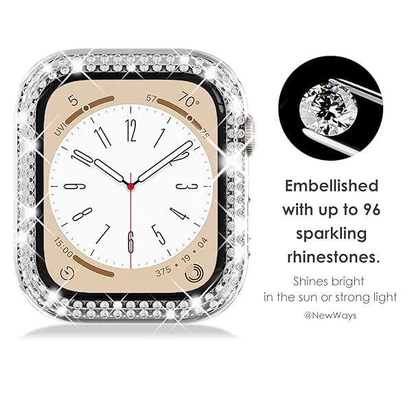 NewWays NewWays 2-Pack Bling Apple Watch Cases 42mm Series 3 2 1 Protective Bumper Pink Clear for iWatch Series 1 2 3 - View 2 of 7